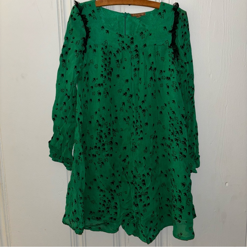 Hello Gorgeous Green Bird Flight Long Sleeve Romper